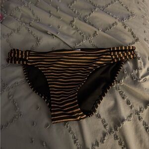 Xhilaration Black and Gold Striped Bikini Bottom